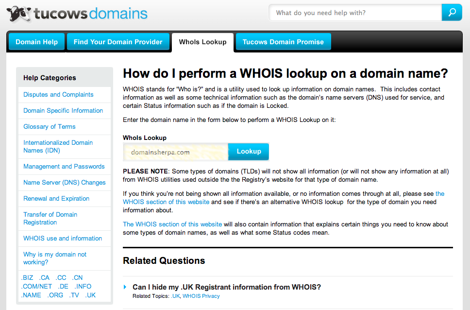 WHOis Domain Name Search