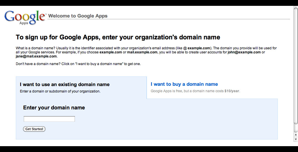 Google Apps Gmail for your own Domain Name: Step 3