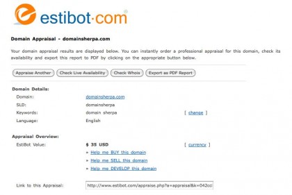 Estibot.com Valuation of DomainSherpa.com