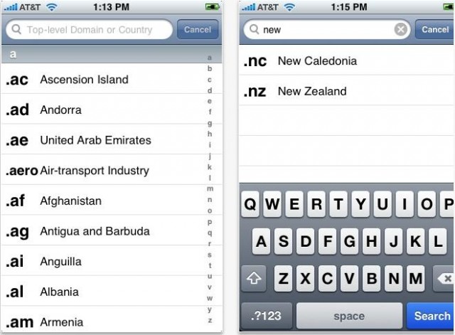TLD Lookup Domain Name iPhone App