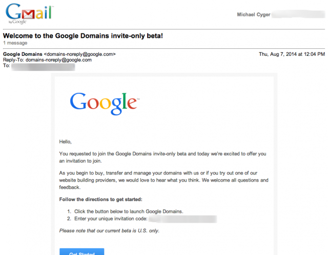 1-Gmail   Welcome to the Google Domains invite only beta